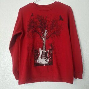 Top Heavy boy's size L red and black long sleeve top